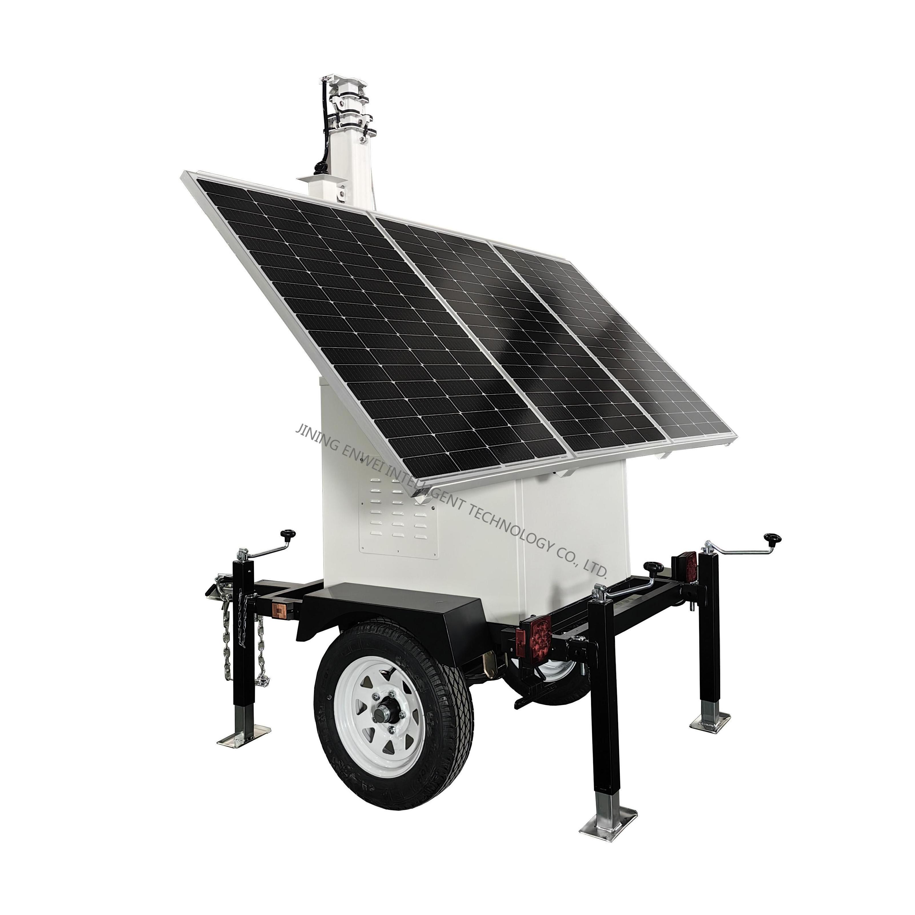 Solar trailer mobile solar CCTV tower with 3*400W solar panels