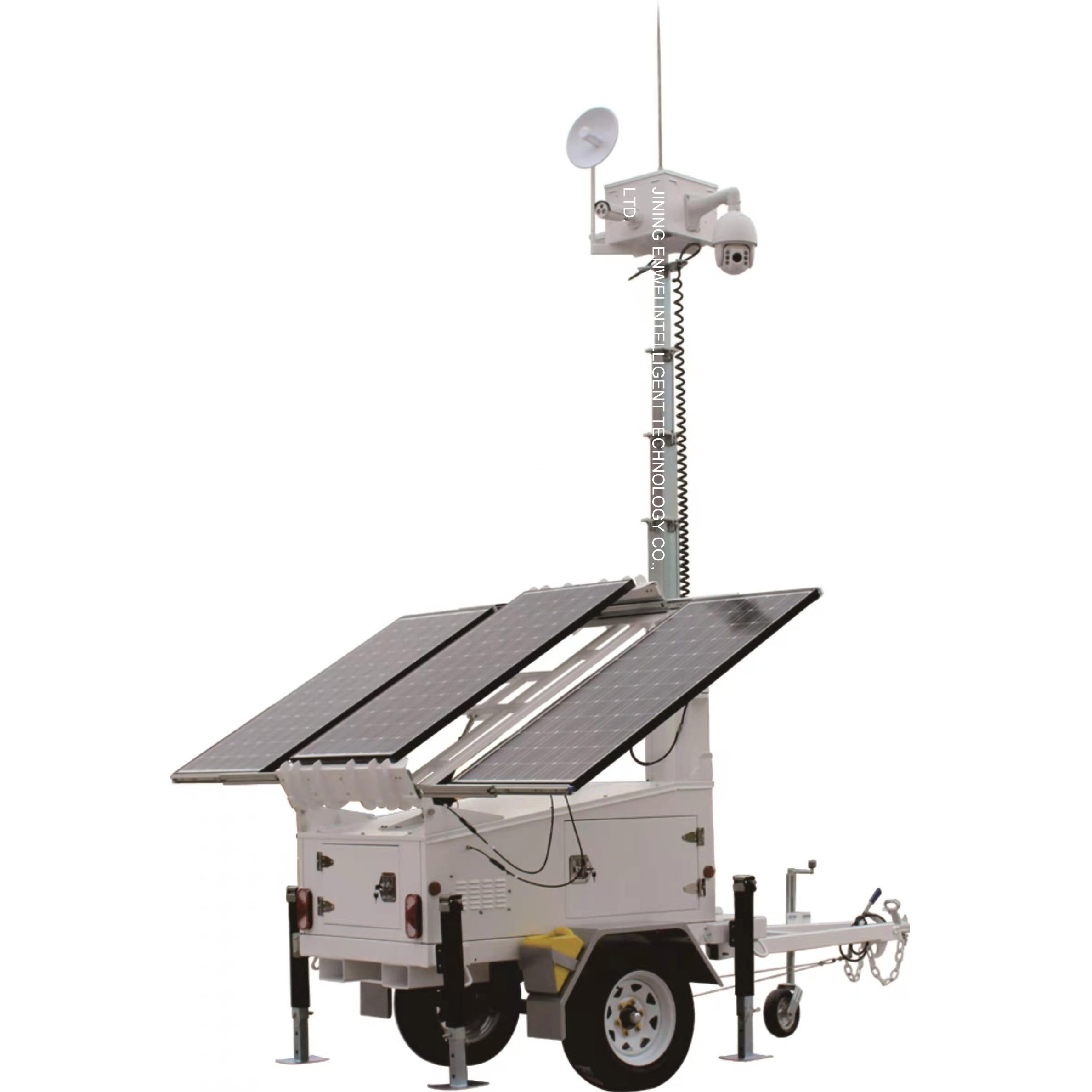 Solar panel mobile surveillance system trailer