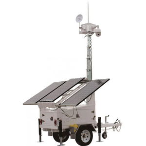 Solar panel mobile surveillance system trailer