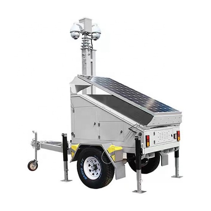 Solar trailer mobile solar surveillance trailer for security