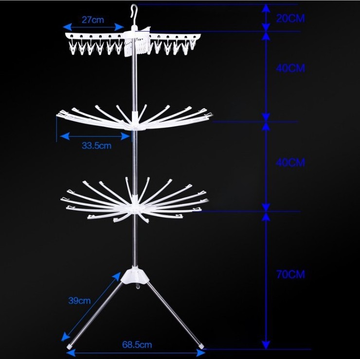 2023 New Design Stainless Steel Multi Layer Standing Hanging Rotating Metal Clothes Hanger Clothing Rack