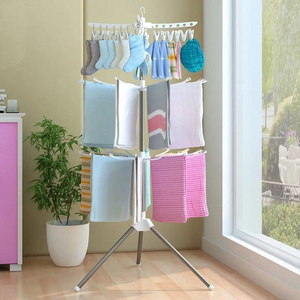 Cloth Hanger Stand Stainless Steel Organizer Rolling Wheels Garment Hanging Towel Rack