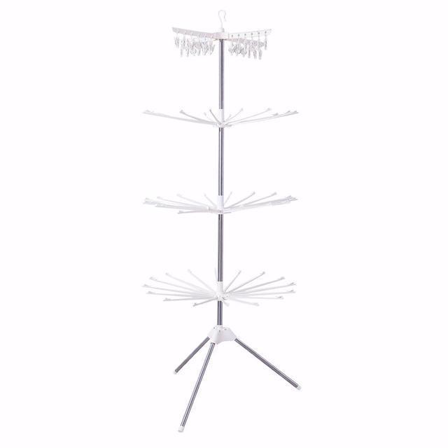 3 Tiers Foldable Standing Baby Clothes Drying Rack Underwear Socks Laundry Hanger with Clips Towel Bars for Balcony