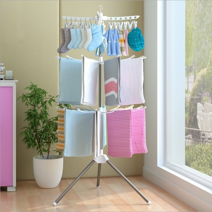 Multi Storey Drying Stainless Steel Clip Clothes Multifunctional Spiral Towel Rack