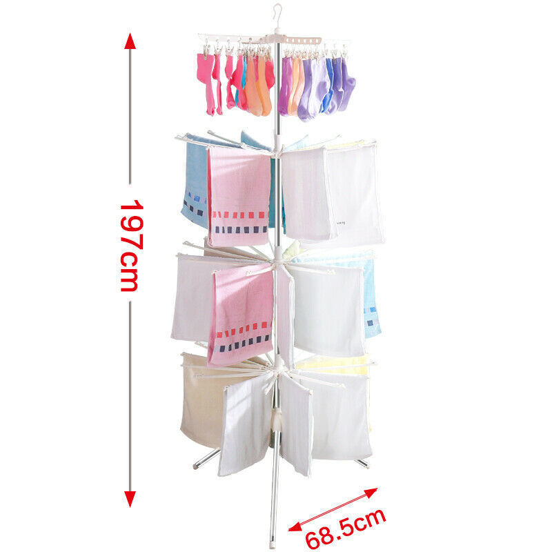 3 Tiers Foldable Standing Baby Clothes Drying Rack Underwear Socks Laundry Hanger with Clips Towel Bars for Balcony