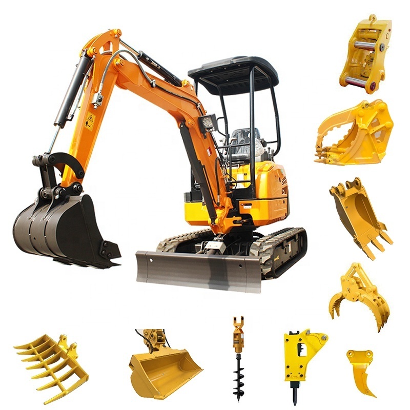 Kubota Yanmar Diesel Engine Small Compact Towed ATV Backhoe Rototilt 0.8Ton 1.5T 1.7 Ton 2T Mini Backhoes Excavators With Cab