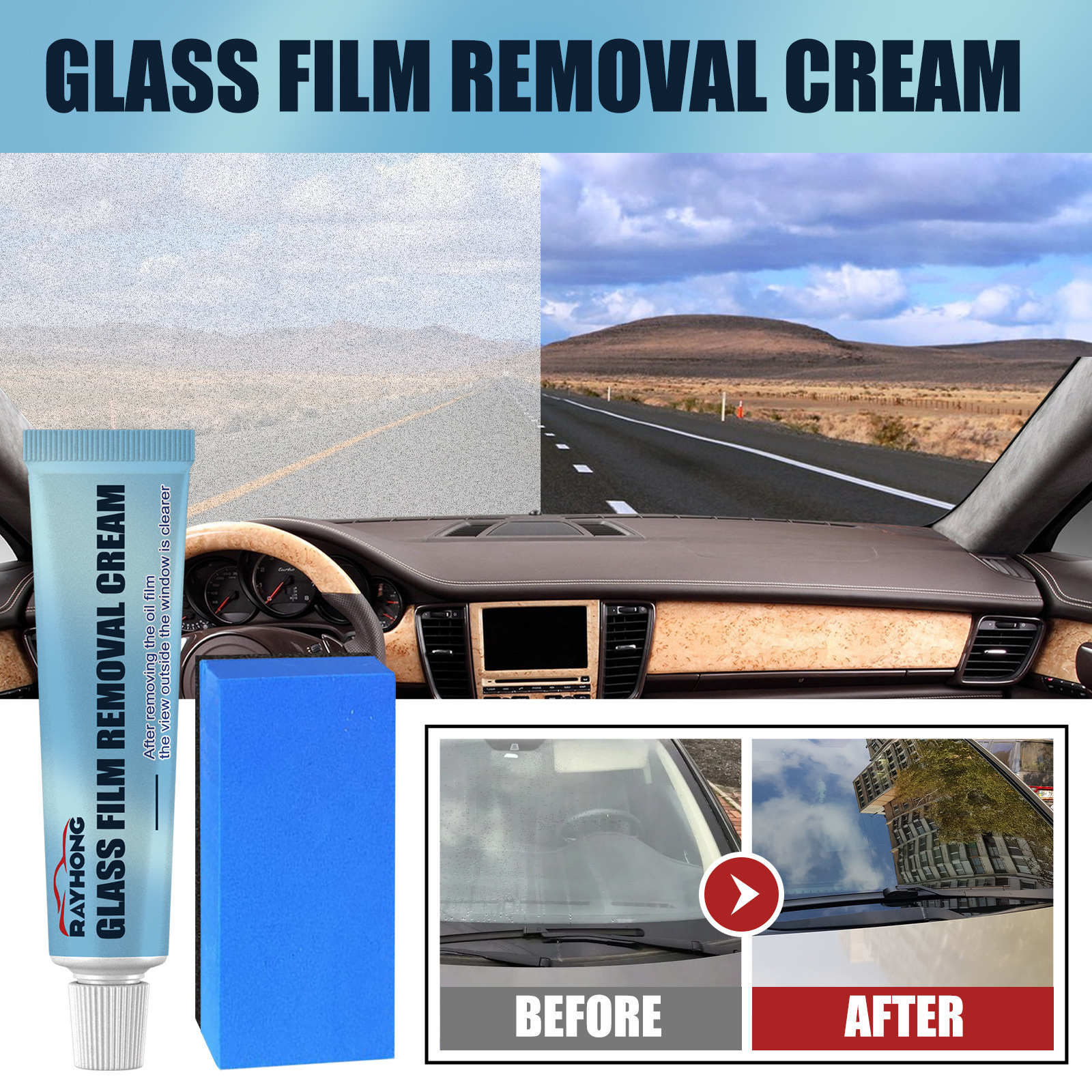 Car Glass Oil Cleaner Glass Film Removal Cream Car Windshield Oil Film Cleaner/glass film removal cream