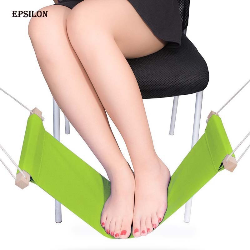 Epsilon Foot Hammock Under Desk Adjustable Desk Foot Rest Hammock Office Bamboo Hammock for Feet Suitable for All Desk