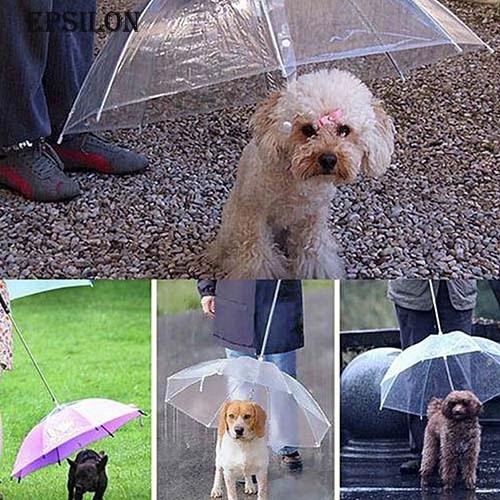 Epsilon Built-in Leash Rain Sleet Snow Pet Umbrella Pet Products Dog Walking Waterproof Clear Cover