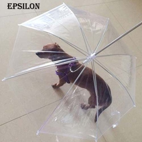 Epsilon Dog Walking Waterproof Clear Cover Built-in Leash Rain Sleet Snow Pet Umbrella Pet Products