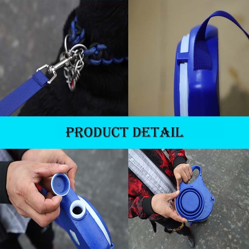 Durable Dog Leash Automatic Retractable Nylon Dog Leash With Water Bottle Bowl Extending Puppy Walking Running Leads Pet Supplie