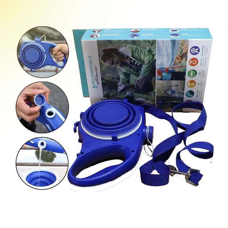 Durable Dog Leash Automatic Retractable Nylon Dog Leash With Water Bottle Bowl Extending Puppy Walking Running Leads Pet Supplie