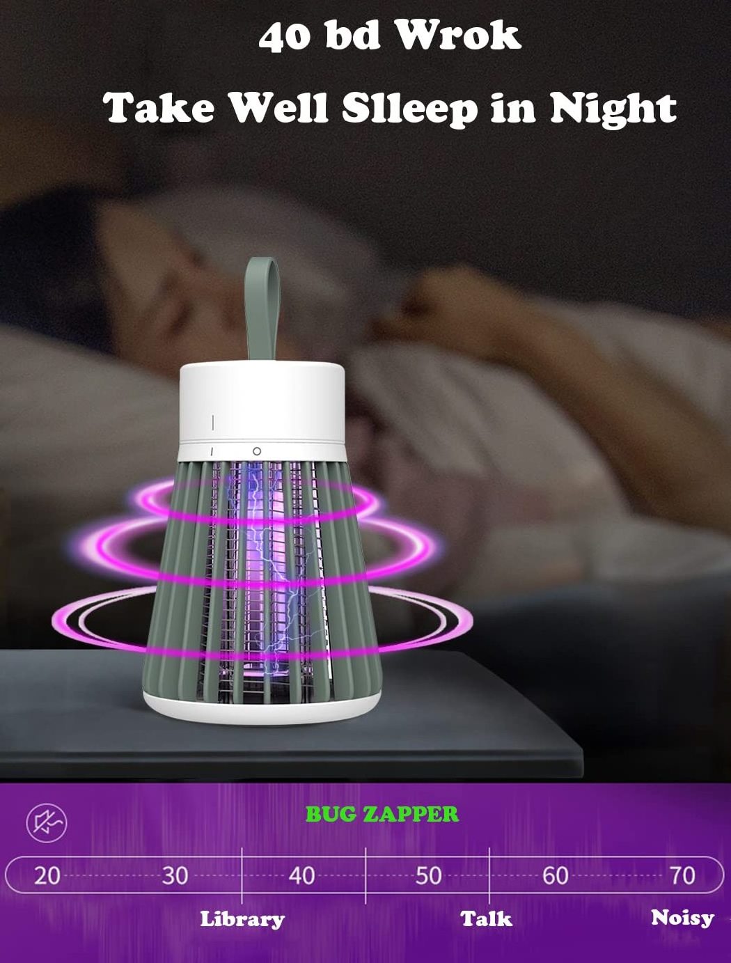 Vofull Usb Led Mosquito Fly Killer Lamp Trap Indoor Light With Hanging Loop Electric Mosquito Killers Portable Trap For Home