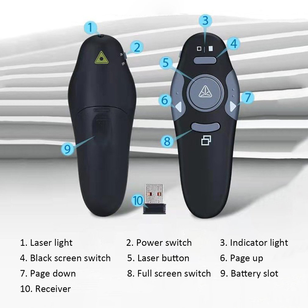 Stylish Wireless Presenter Presentation Rf 2.4ghz Usb Powerpoint Clicker Red Laser display Pointer Ppt Remote Control pen