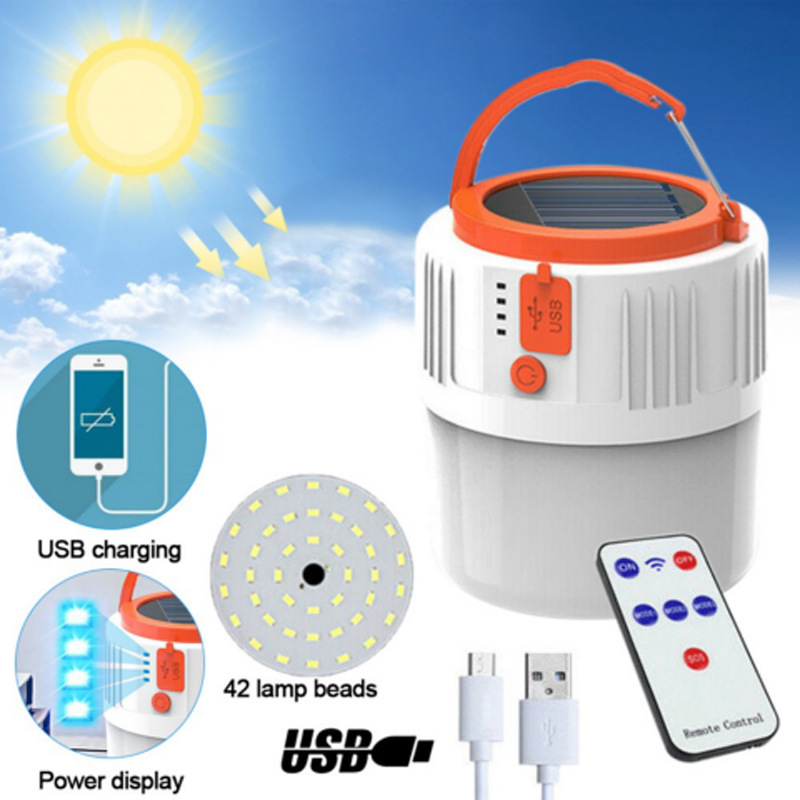 Solar Usb Portable Tent Lamp 5 Modes Solar Lantern Light Outdoor 24 Night Led Bulb Lamps Market Emergency Camping Light