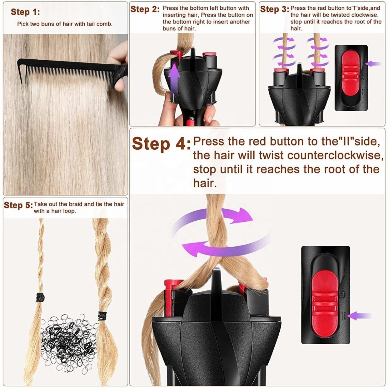 Electric dreadlocks making hair machine Automatic Twist Braider Knitting Device Braiding Hairstyle Cabello Hair Styling Tool