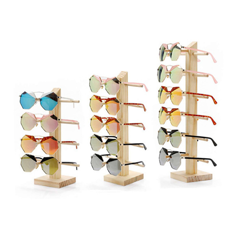 Hot Selling Factory Wholesale Fashion Assembled Natural Wood Wall Hanging Sunglasses Display Racks Glasses Holder