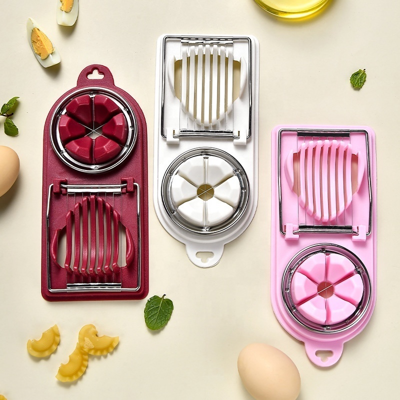 Epsilon 3 In 1 Multi-function Stainless Steel Egg Cutter Of Egg Slicer Cut Into Different Shapes Kitchen Helper