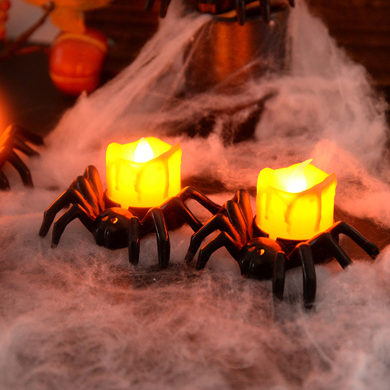 Led Candle Light Spider Pumpkin Lamp Flickering Flameless Battery Lights Flashing Electric Candles Halloween Party Decoration