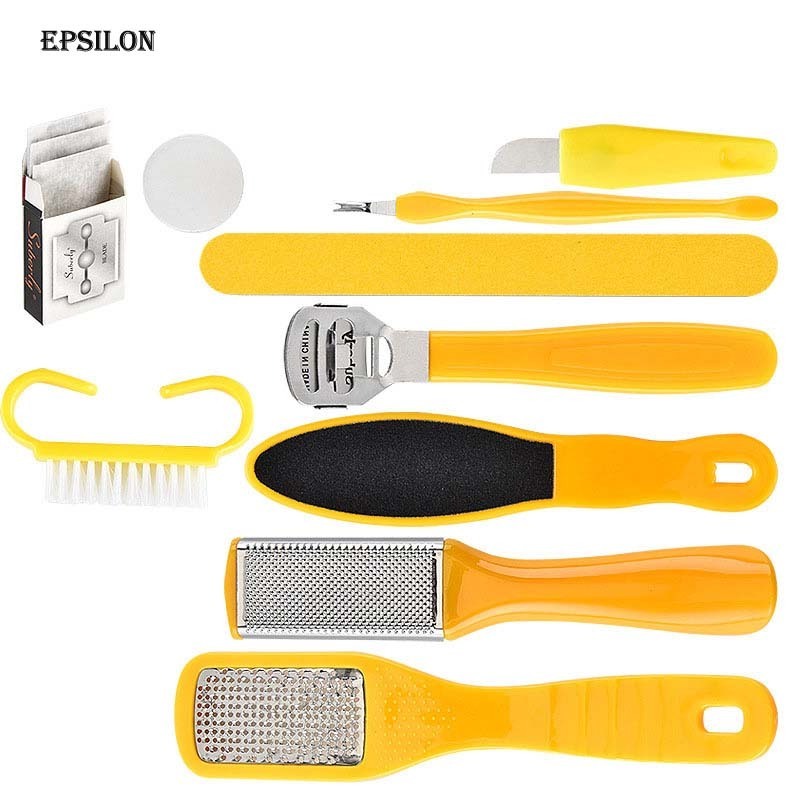 Epsilon Kit Rasp Foot File Callu Remover Set Feet Exfoliating Scrubber Cleaner 10 in 1 Foot Scrubber Professional Pedicure Tools