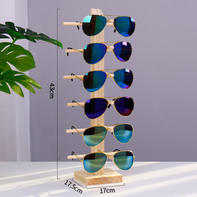 Hot Selling Factory Wholesale Fashion Assembled Natural Wood Wall Hanging Sunglasses Display Racks Glasses Holder