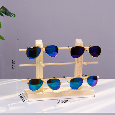 Hot Selling Factory Wholesale Fashion Assembled Natural Wood Wall Hanging Sunglasses Display Racks Glasses Holder