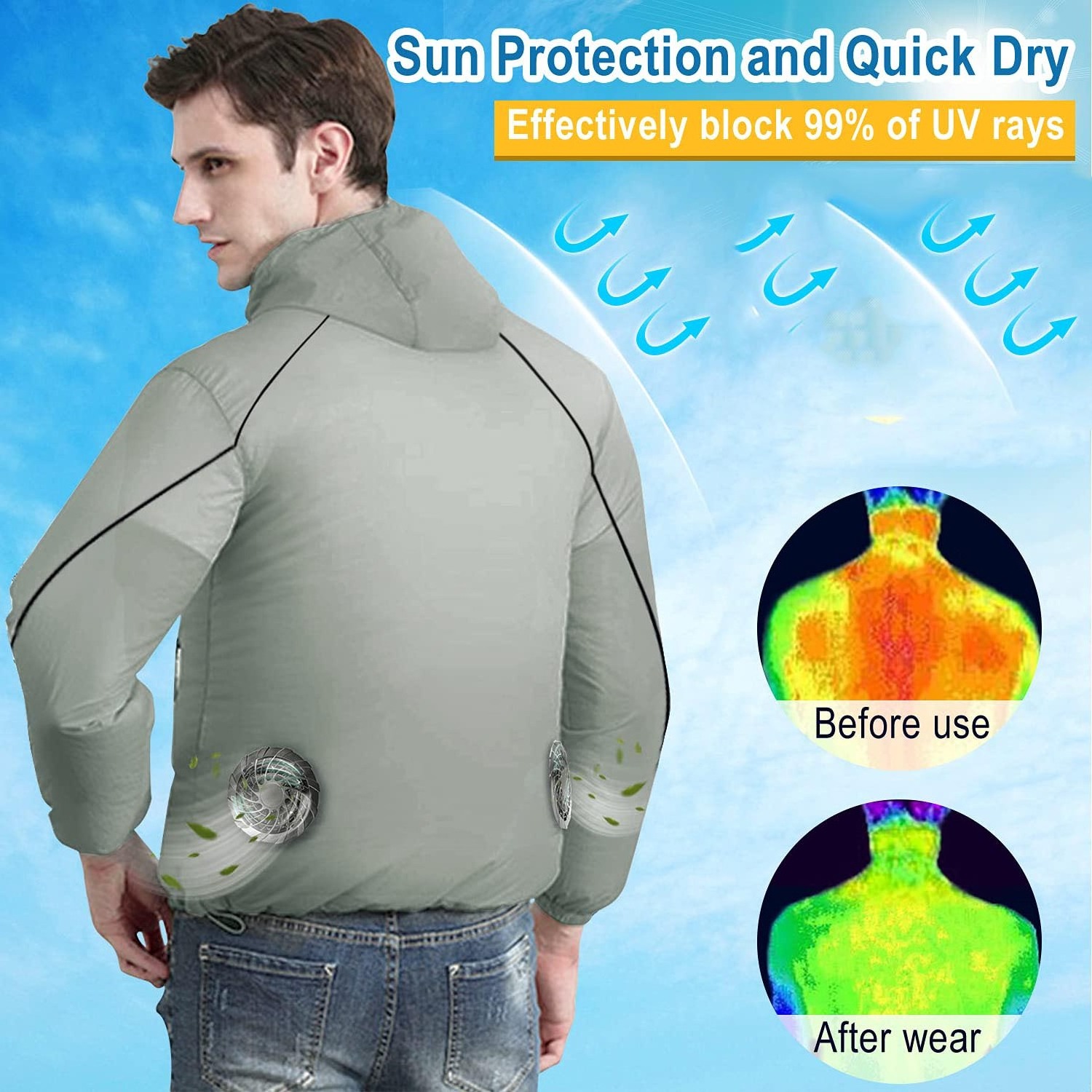 Epsilon Cooling Vest Air Conditionerjacket With 2 Fans Usb Cable Wearable Fan Vest Sleeveless For Hot Summer