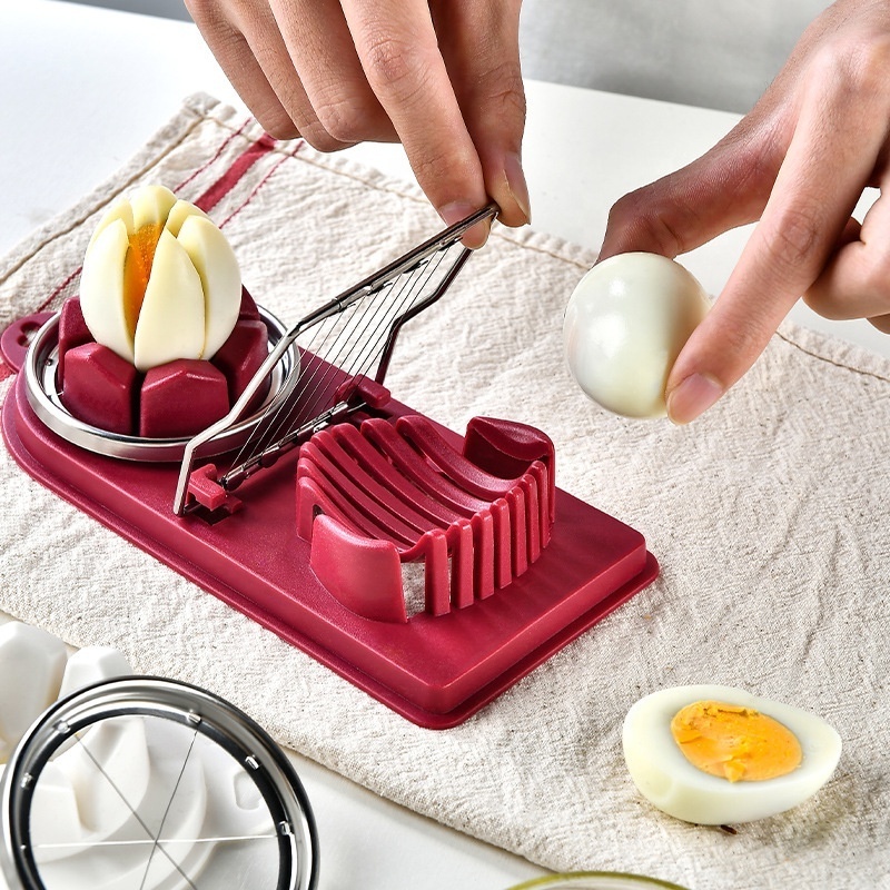 Epsilon 3 In 1 Multi-function Stainless Steel Egg Cutter Of Egg Slicer Cut Into Different Shapes Kitchen Helper