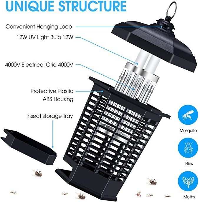 Epsilon Bug Zapper Outdoor Mosquito Trap Fly Killer 4200v Electric Insect Lamp Catcher For Flies Waterproof Light Sensor