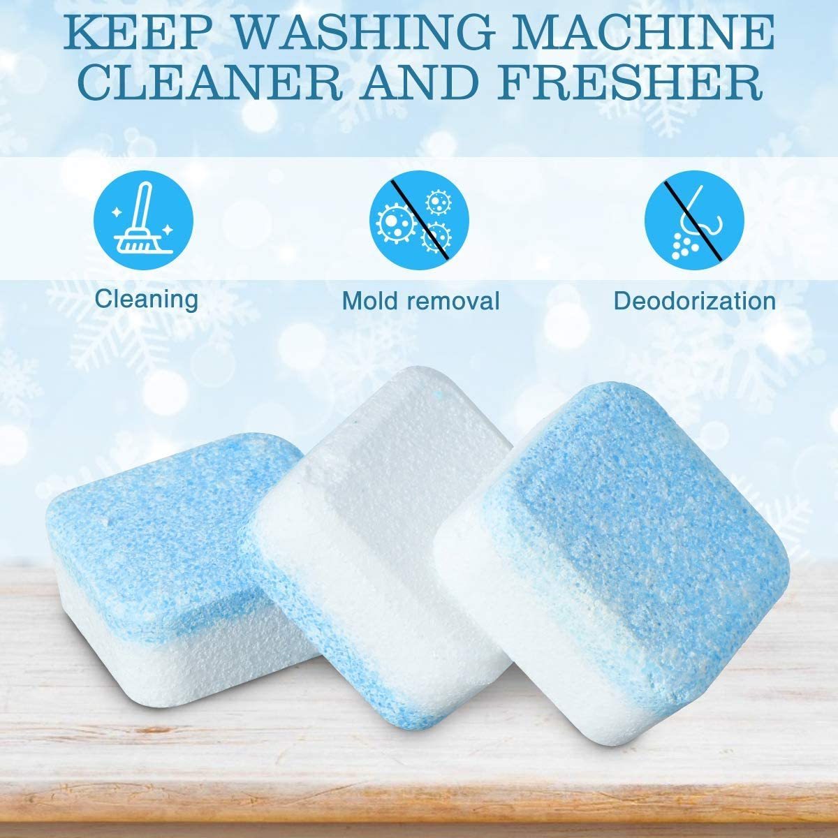 12pcs/set Epsilon Washing Machine Cleaner Washer Cleaning Deep Cleaning Remove Detergent Effervescent Tablet Cleaner Home Cleaning Tool