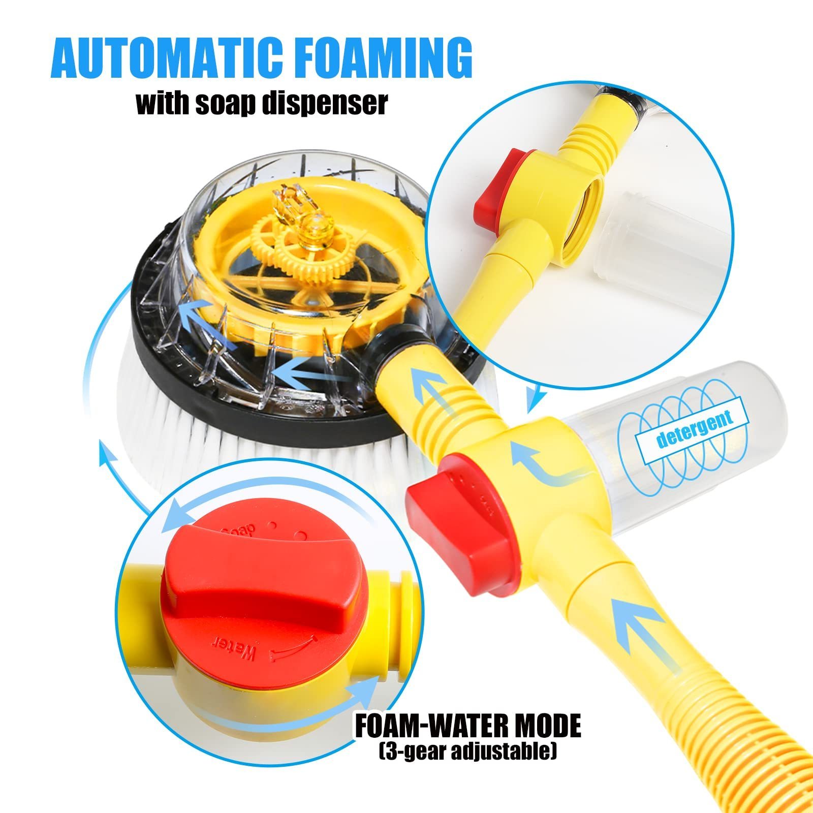 Automatically Pressure Washer Gun Foams Rotating Car Wash Brush Kit with Long Handle Car Cleaning Brush for car