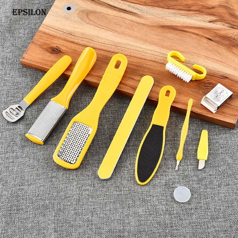 Epsilon Kit Rasp Foot File Callu Remover Set Feet Exfoliating Scrubber Cleaner 10 in 1 Foot Scrubber Professional Pedicure Tools