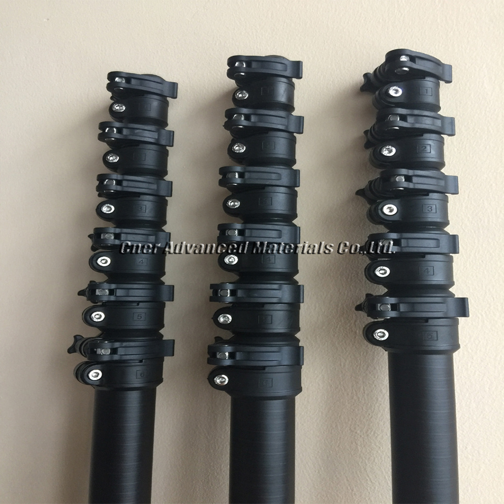 Factory price 3K twill carbon fiber adjustable camera pole, Fiberglass telescopic locking tube