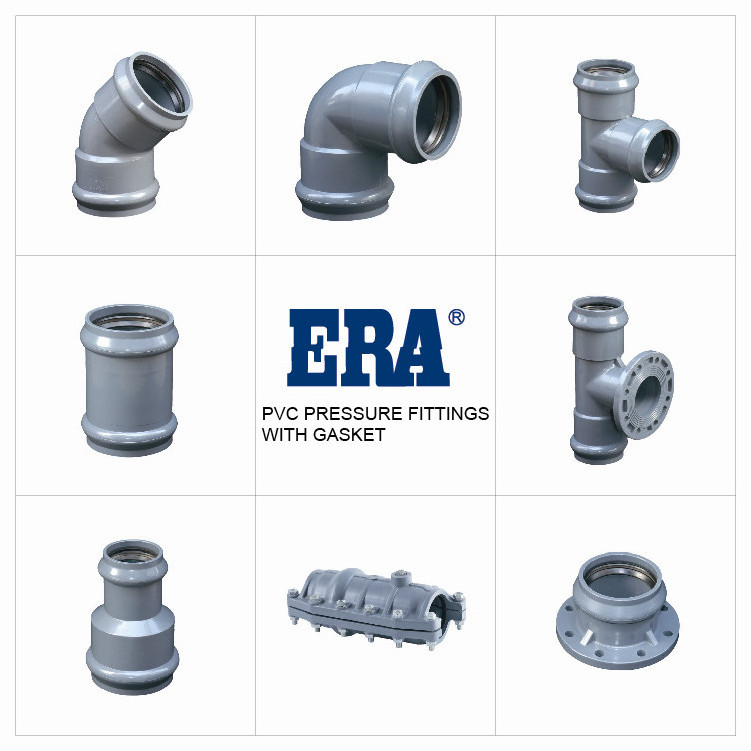 ERA Plastic Product PVC Pressure Fittings With Gasket Two Faucet Copper Screw Tee