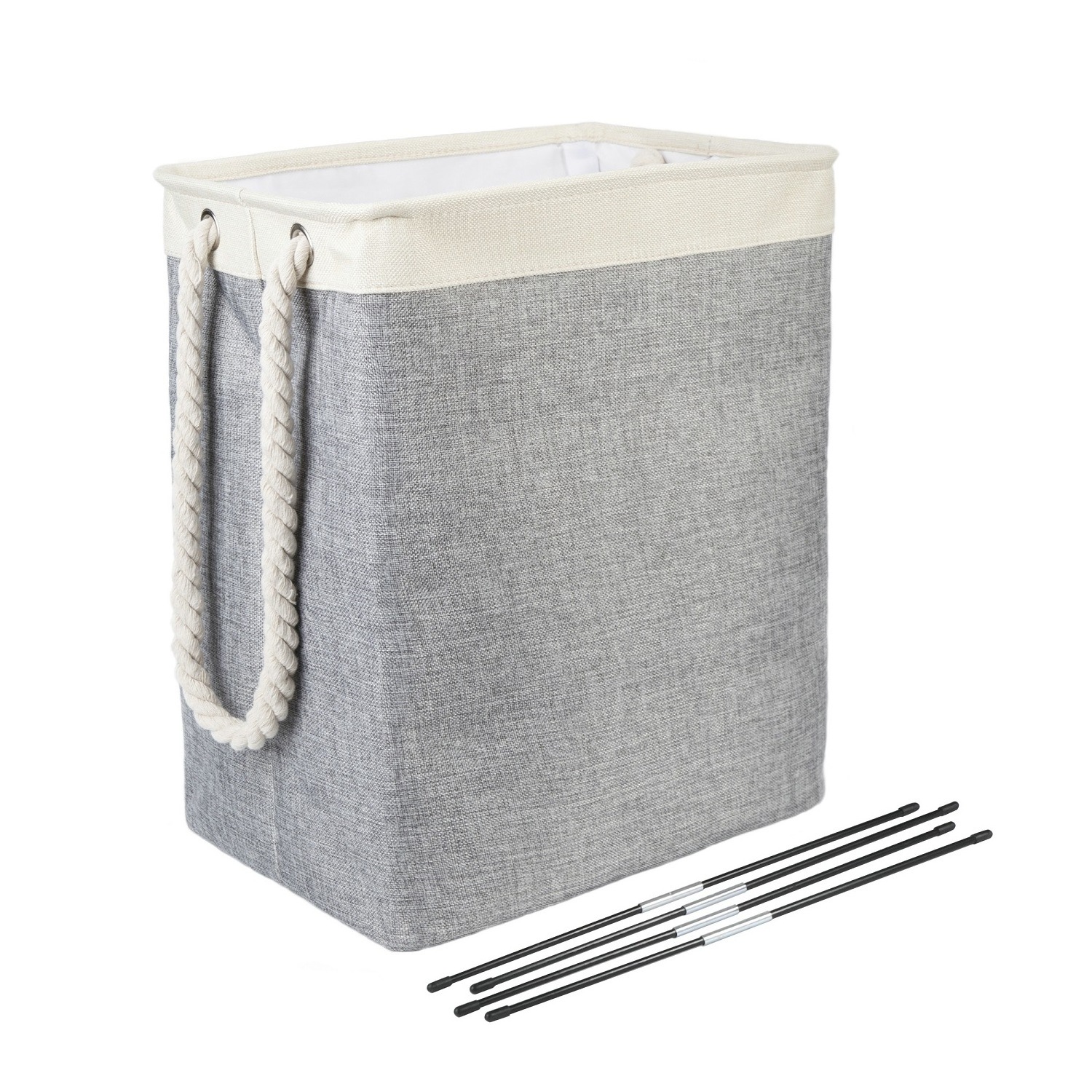 Collapsible laundry basket dirty clothes linen fabric with cotton rope handles large capacity storage basket