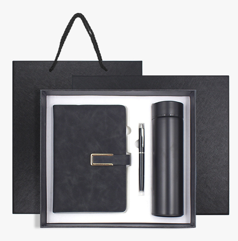 Upscale activity custom logo thermal bottle pen notebook set promotional business corporate gift set