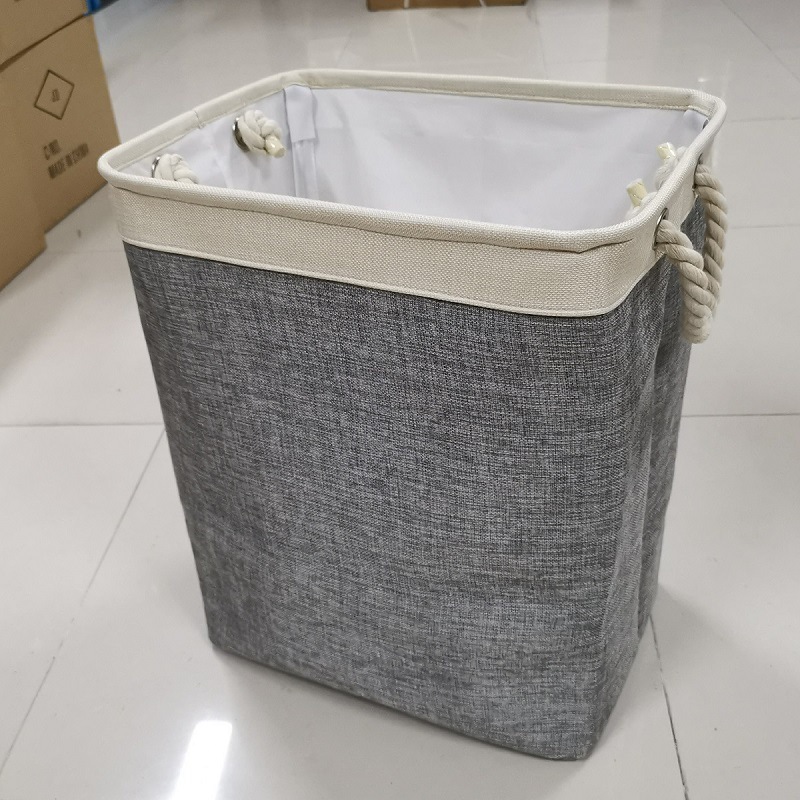 Collapsible laundry basket dirty clothes linen fabric with cotton rope handles large capacity storage basket