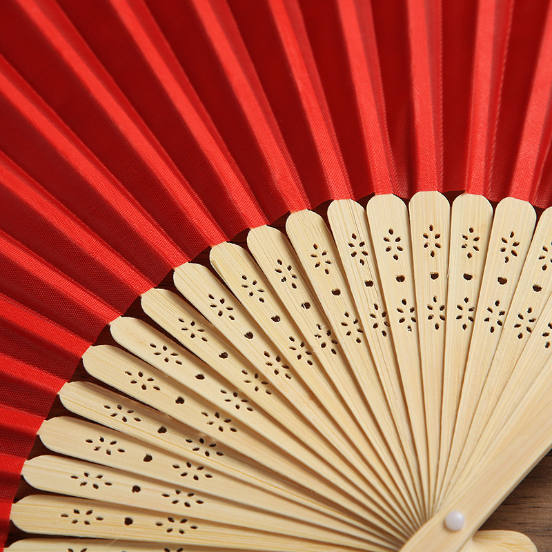 Silk face folding hand fan giveaways custom logo chinese bamboo promotional hand Fans