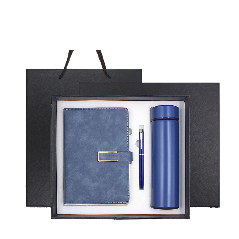 Upscale activity custom logo thermal bottle pen notebook set promotional business corporate gift set