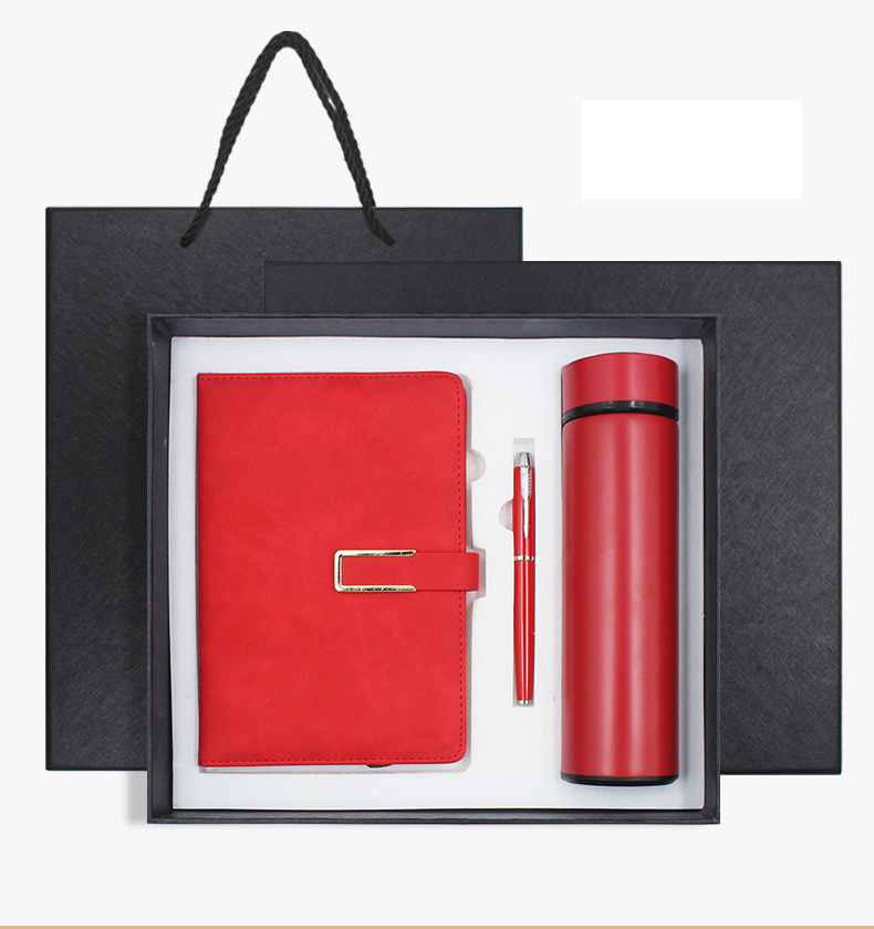 Upscale activity custom logo thermal bottle pen notebook set promotional business corporate gift set