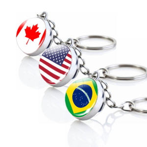 American Flag Metal Key Chain Canada Glass Ball Pendant Brazil Cuba Mexico Peru Chile Colombia Argentina Souvenir  Keychain