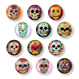 Sugar SkullS 30MM Fridge Magnet Wall Sticker Mexico Folk Art Glass Cabochon Round Magnet Message Board Kitchen Home Decoration