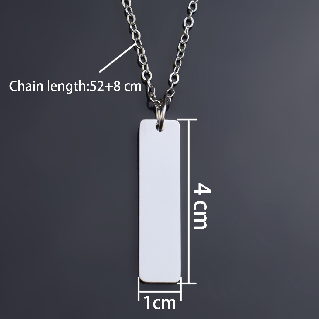 Engravable Jewelry Blanks Stainless Steel Engraved Necklace Rectangle Star Heart Round Silver Color Clavicle Chain Custom Gift