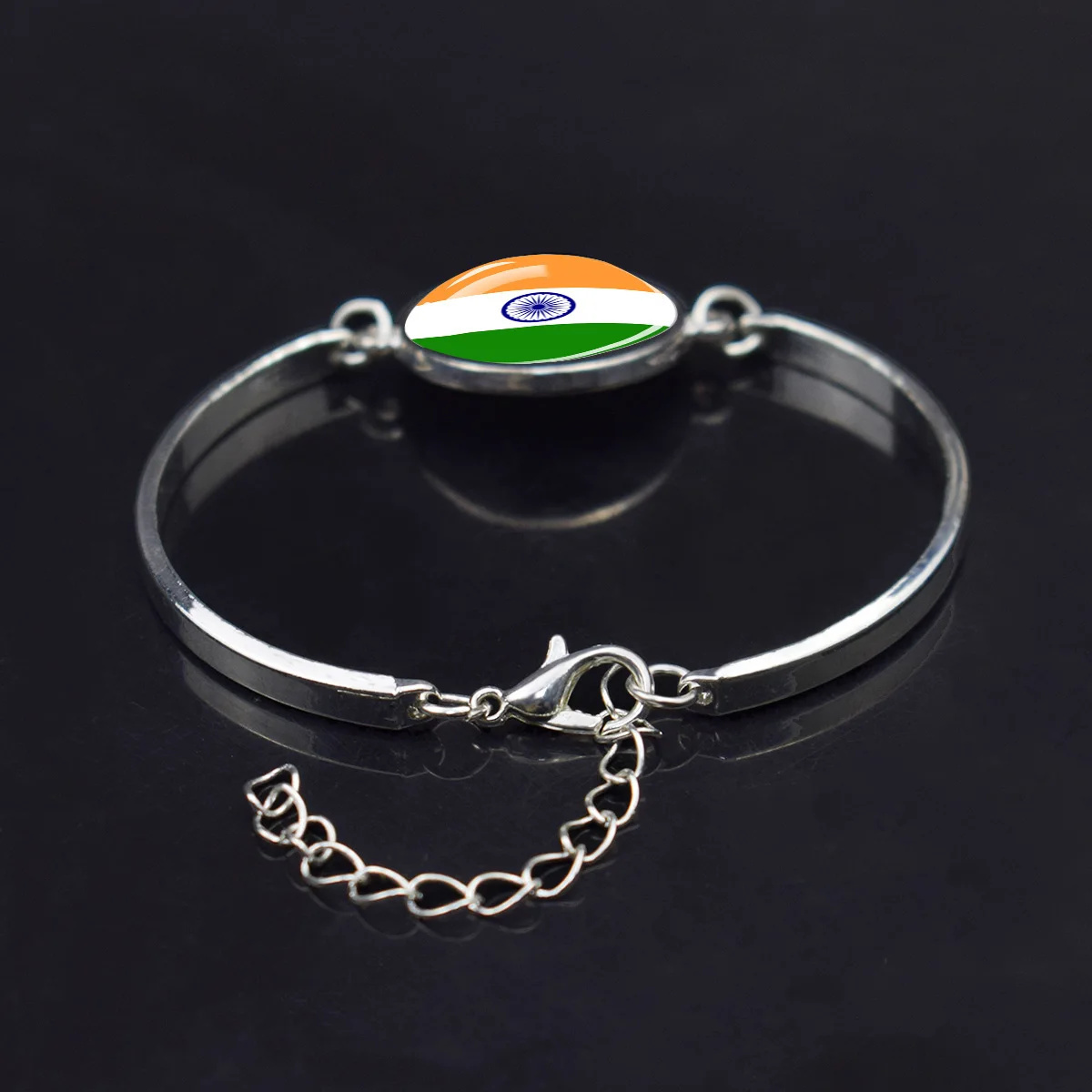 American Flag Bracelet National Day Commemorative Jewelry Souvenir Silver Metal Country Flag Bracelet for women