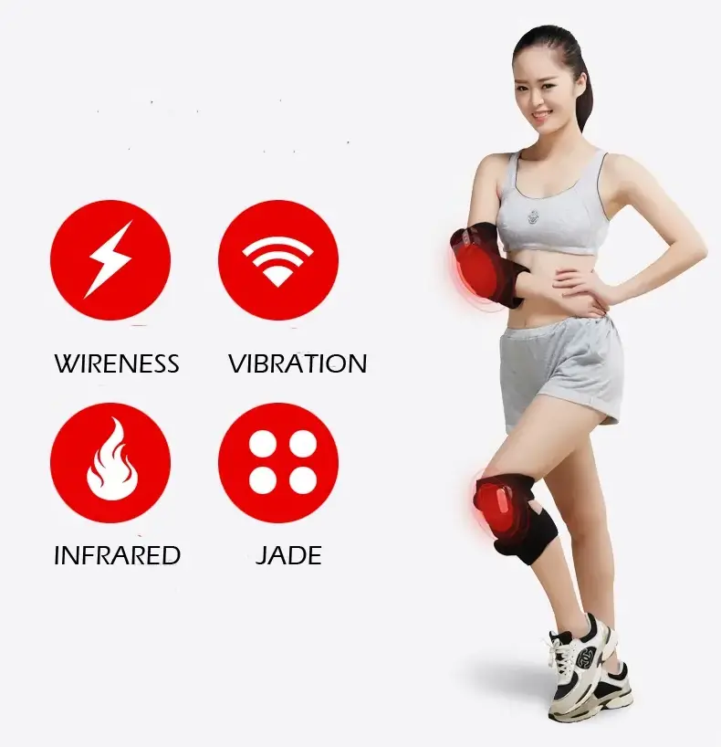 Portable Knee Brace Wrap Cordless Powerful Infrared Heat Vibration Knee Massager Heated Knee Brace Wrap with Massage