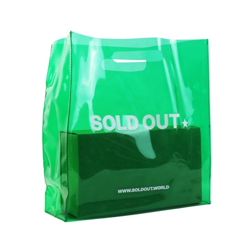 Fashion die cutting wide bottom transparent pvc cool beach shopping portable tote bags