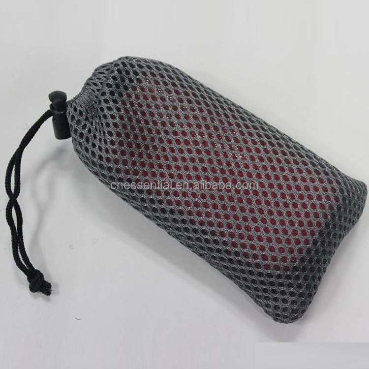 Sports drawstring nylon mesh bags with customized label