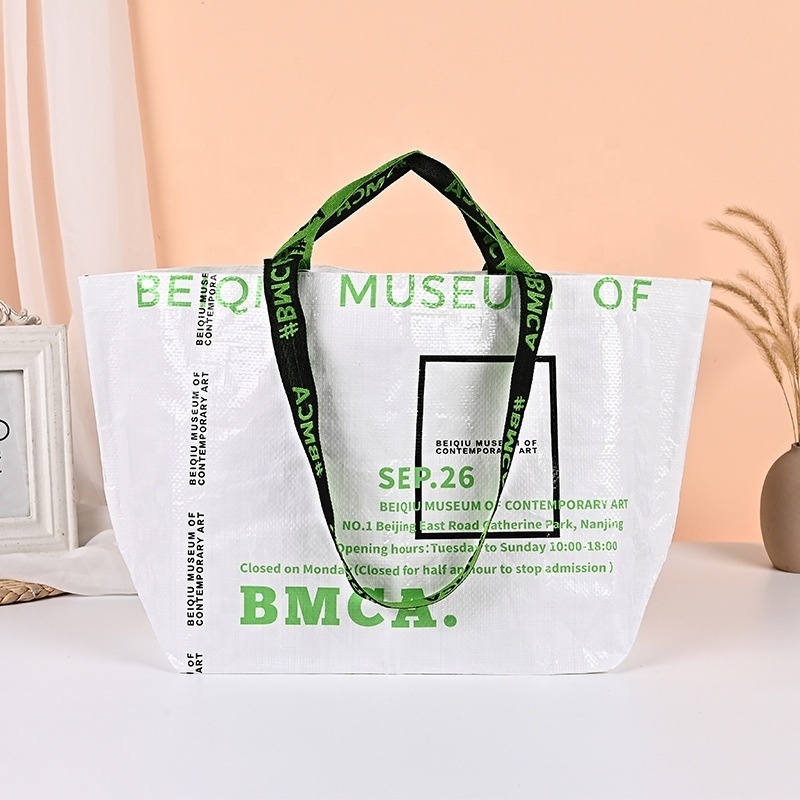 New design custom printed handles laminated pp woven supermarket grocery shopping portable bag