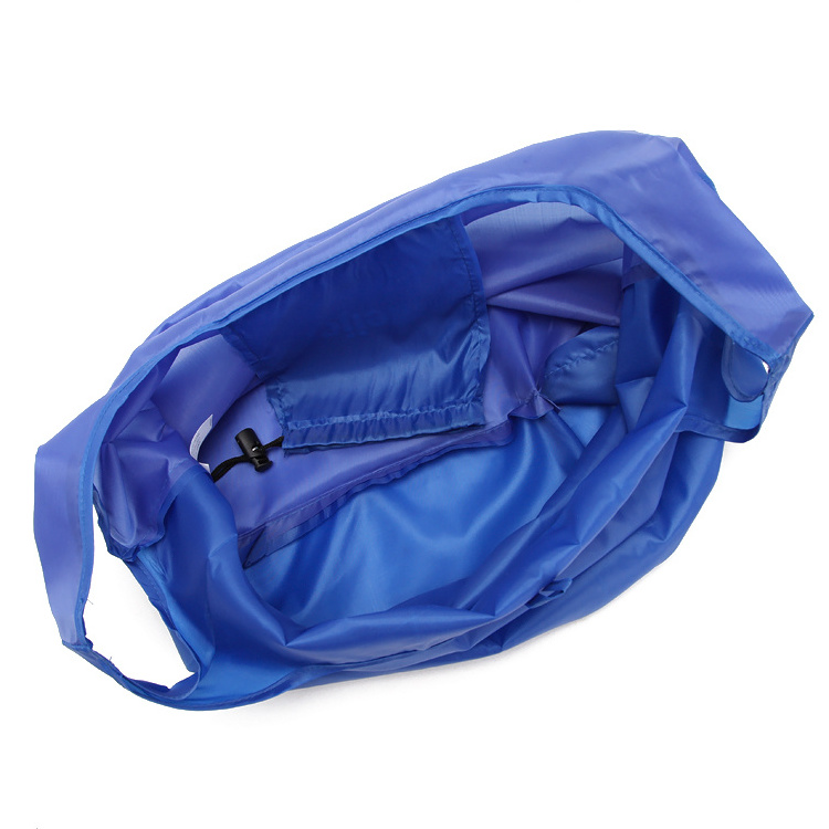 Weightless fancy polyester foldable shopping bag with pouch