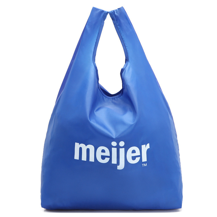 Weightless fancy polyester foldable shopping bag with pouch